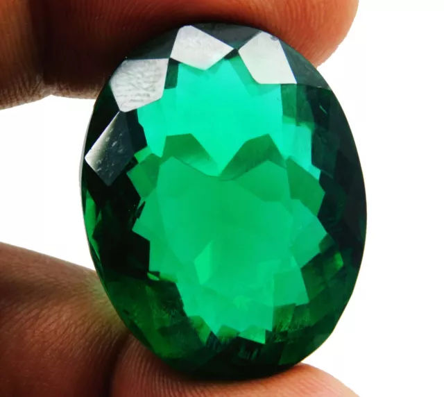 Certified 93 Cts+ Natural Translucent Oval Cut Green Emerald Loose Gemstone