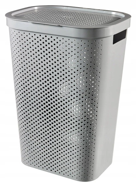 Langlebiges Design Curver Wäschekorb Infinity – 59 Liter, Dunkelgrau, Stabiler Wäschesammler, Hochwertig & Langlebig