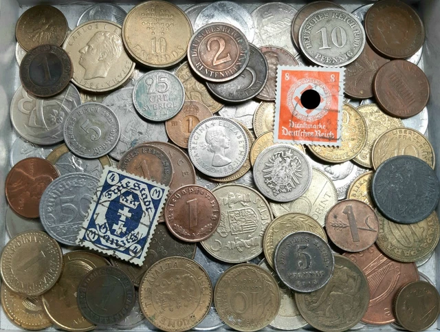Münzen Sammlung Aus Aller Welt Mit Deutsches Reich Briefmarken Konvolut Lot