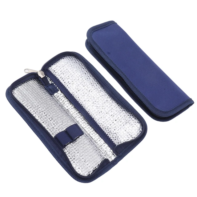 (Rosa) Custodia per trasporto insulina portatile borsa collo insulina protezione facile da pulire