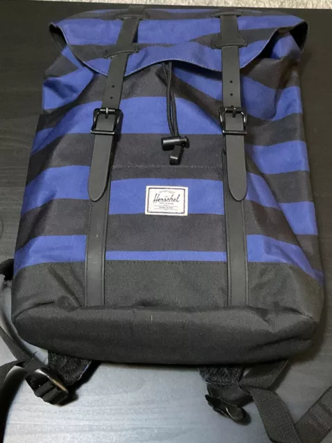 Herschel Supply Co. Little America Backpack 18x12x5 Blue & Black, Striped Lining