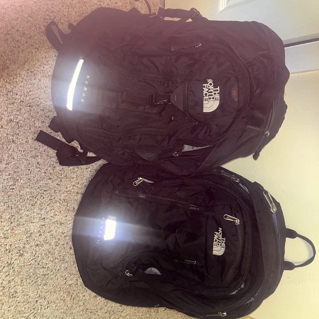 TWO  The North Face Surge  Backpacks  (1 Surge and 1 Surge II)   BLACK