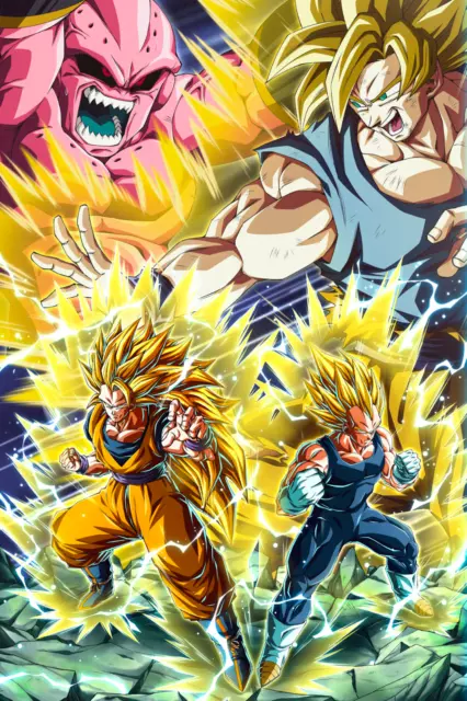 DRAGON BALL POSTER Majin Vegeta Vs SSJ Goku 12in x 18in Free