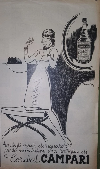 Campari Cordial Dis. Manca - Pubblicità cm 36x20 ca - anno 1966 - exann