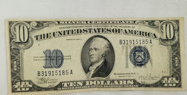 1934 Ten  Dollar Bill