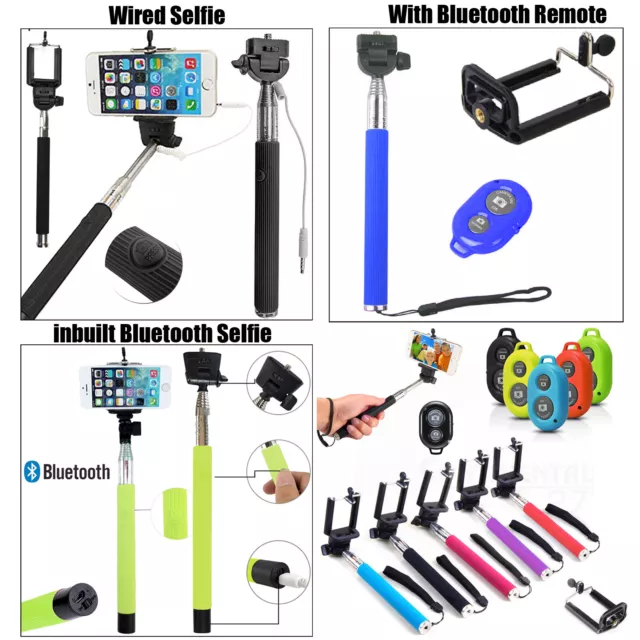 Wireless Monopod Selfie Stick Telescopic & Bluetooth Remote Mobile Phone Holder