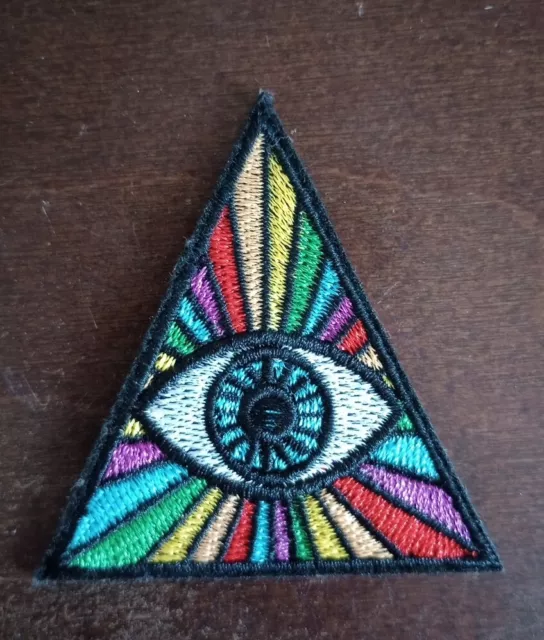 Rainbow Psychedelic Pyramid Eye 3"H x 2.5"W Free Shipping