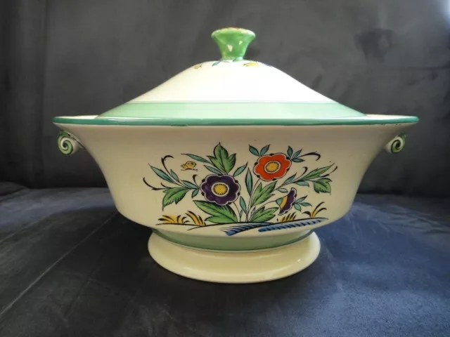 Minton - Art Deco - Floral Butterfly 1920'2-30's Circular Lidden Tureen C5011