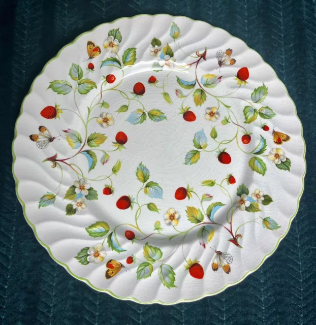 James Kent Old Foley Strawberry Butterfly  Green Trim 10" 25.5cm Dinner Plate