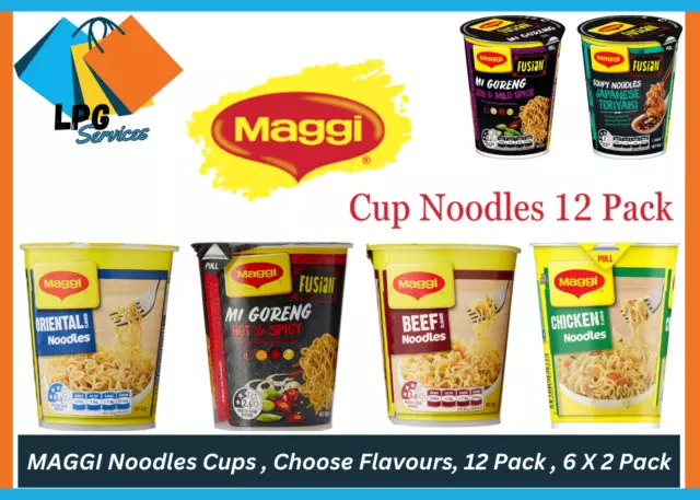 NEW MAGGI Noodles Cups , Choose Flavours, 12 Pack , 6 X 2 Pack | NEW AU