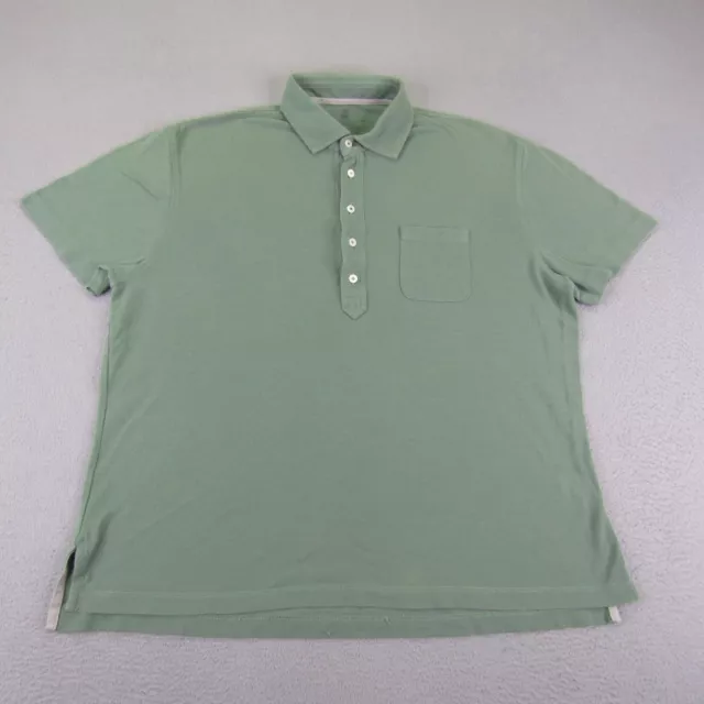 Brunello Cucinelli Polo Shirt Mens 50 Medium Green Chest Pocket Cotton Italy ^