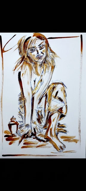 "Magdeleine". Acquerello al caffè.
