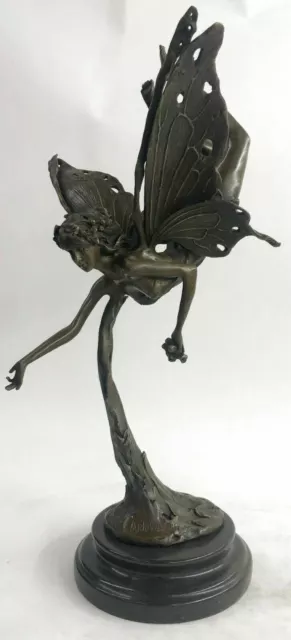 Estatua Escultura Ángel Fairy Art Deco Estilo Nouveau Maciza Bronz