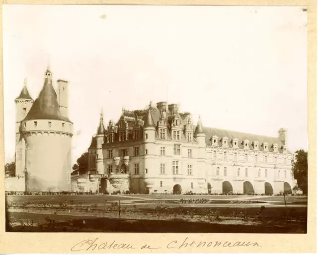 France, château de Chenonceau Vintage albumen print,  Tirage albuminé  11x16