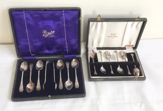 2 sets antique cased SS spoons HarrisonBrosHowson UK and Rodd Australia