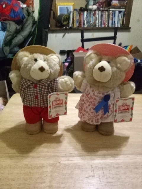 Nwt Lot Of 2 Vintage Furskin Bears With Hats From Wendy's 1996