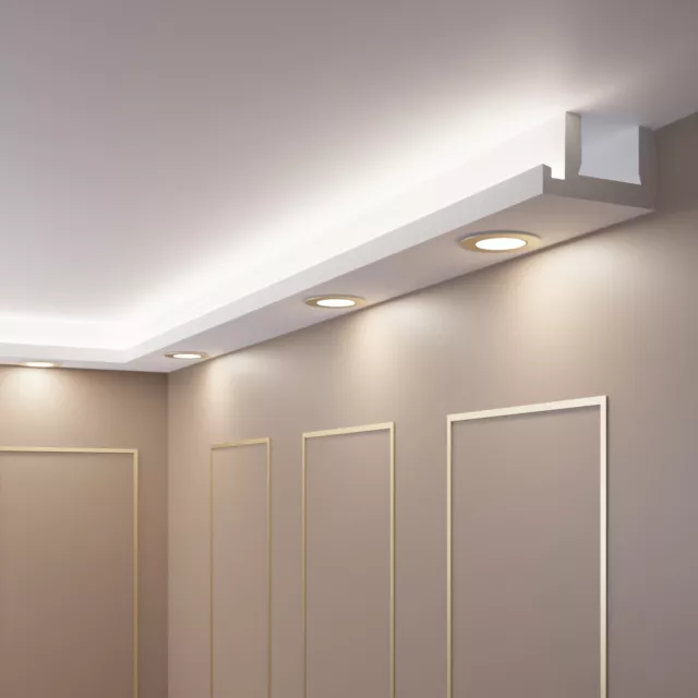 XPS Éclairage indirect LED en polystyrène léger Corniche LED 1–02 mètres (2  x 1 m) : : Bricolage