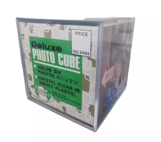 Vintage 1970's Deluxe Clear Photo Cube Holds 6 Photos by Action Made in U.S.A.