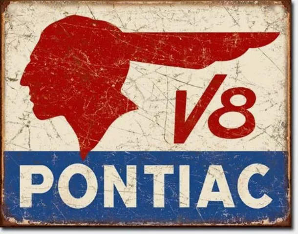 Schild USA Pontiac Logo 30 x 40 cm Service Emblem Vintage Mechandising *672