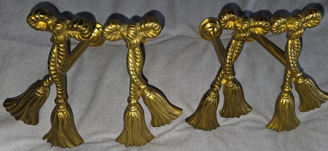 Paire D'embrasses De Rideaux Louis XV Rocaille - Bronze Doré - Occasion