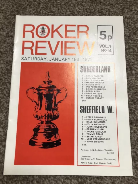 Sunderland V Sheffield Wednesday FA Cup 1971-72