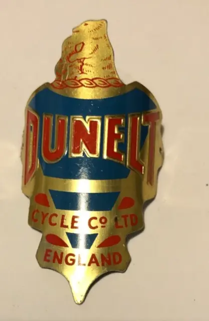 Vintage Dunelt Bicycle Cycle New Old Stock Head Stock Badge