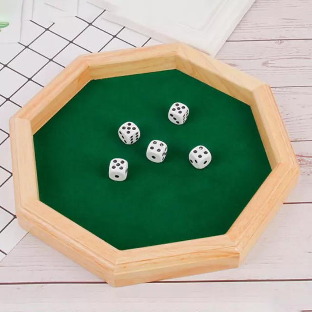 Dice Rolling Tray Wooden Dice Tray 1Set RPG Entertainment Tabletop Octagonal C