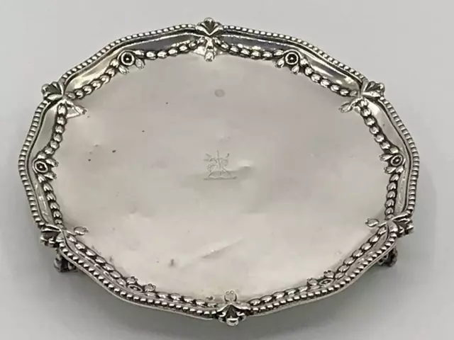 19th Antique Sterling Silver Salver Tray London 1890s MADE IN ENGLAND