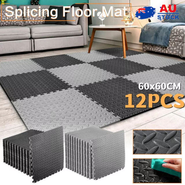 6/12PCS Interlocking Heavy Duty EVA Foam Gym Flooring Floor Mat Mats Tiles 2