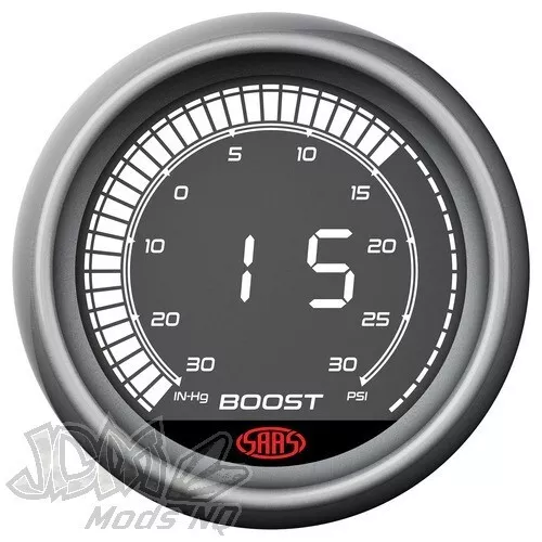 SAAS Boost and Vacuum Gauge 30inHg-30psi 52mm Muscle Digital Series SG41211