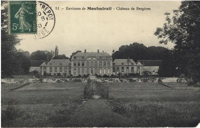 Château de Bergères MONTMIRAIL 51 CPA written to M Ernest FARCY Paris August 21, 1910