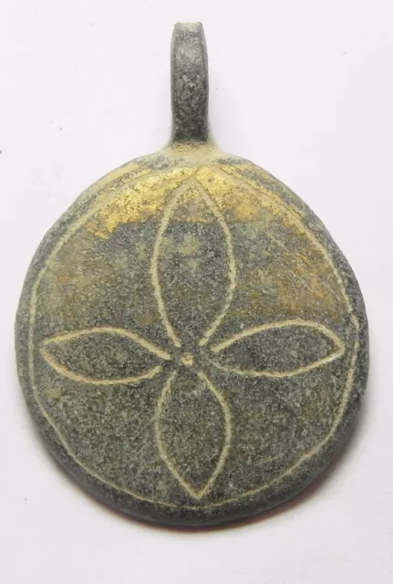 Zurqieh -  Ancient Holy Land. Byzantine Bronze Pendant.  600 - 800 A.d