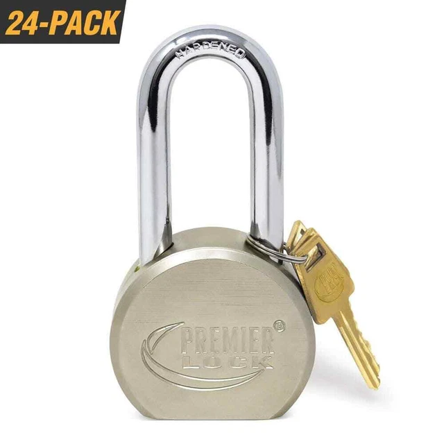 Commercial Gate Keyed Padlock with Long Shackle Solid Steel 24 Pck FREE SHIPPING