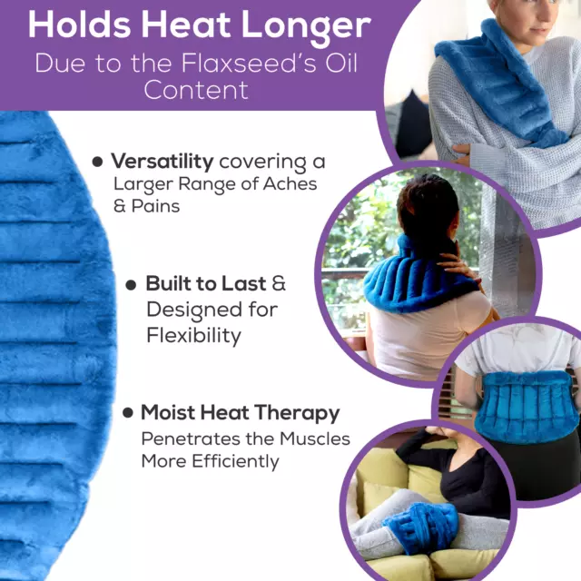 Purple Moon XL Microwave Heat Pack Wrap - Wheat Bag for Lower Back, Cramps Blue 3