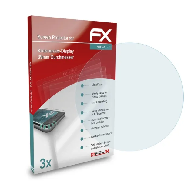 atFoliX 3x Protective Film for Circular screen 39mm Diameter clear&flexible