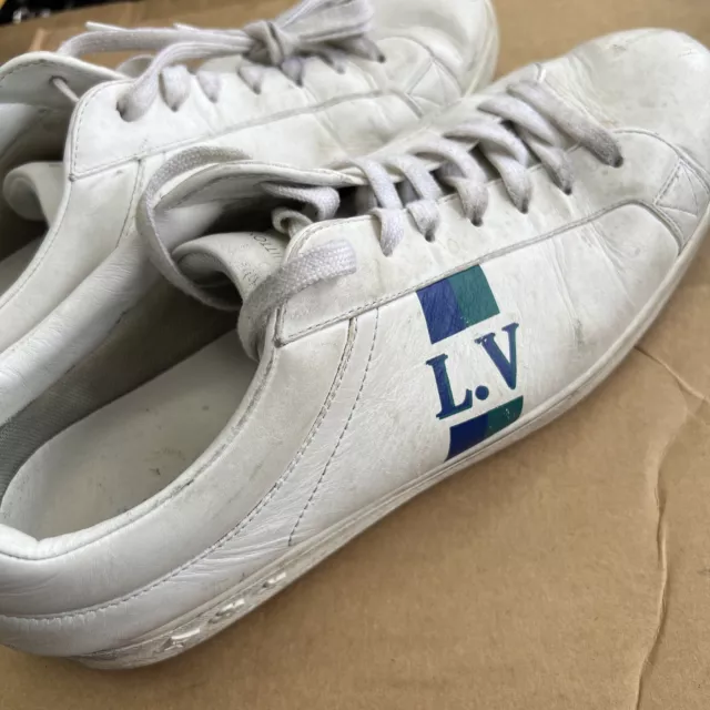 Harlem leather low trainers Louis Vuitton White size 8.5 US in Leather -  19592776