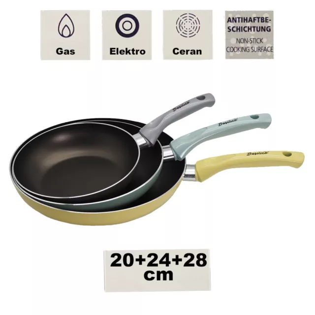 Pfanne Bratpfanne Aluminium Pfannenset Set Antihaft 3 Grössen ø20-ø24-ø28cm