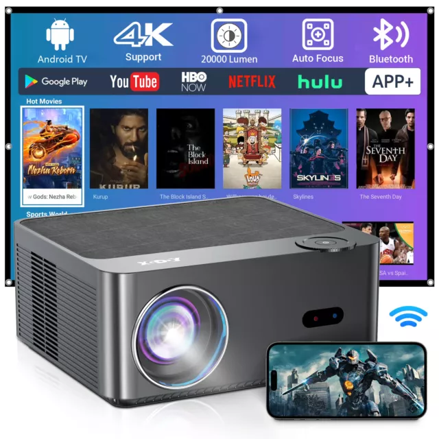 XGODY Smart Projector WiFi HD 4K Android Beamer Bluetooth AutoFocus Home Theater