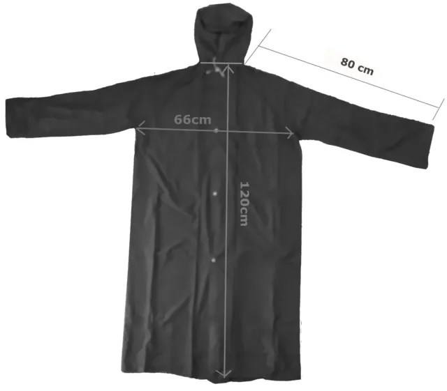 Raincoat Unisex 120Cm Long Black  Hooded, Waterproof 2