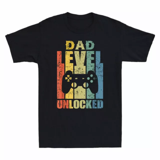 Daddy New T-Shirt Top Shower Level To Dad Pregnancy Be Unlocked Dad Gift Father