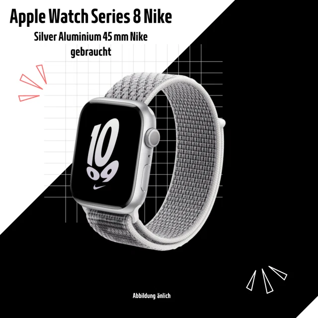 Apple Watch Series 8 GPS, Aluminiumgehäuse,45 mm Mitternacht, Nike Sport Armband