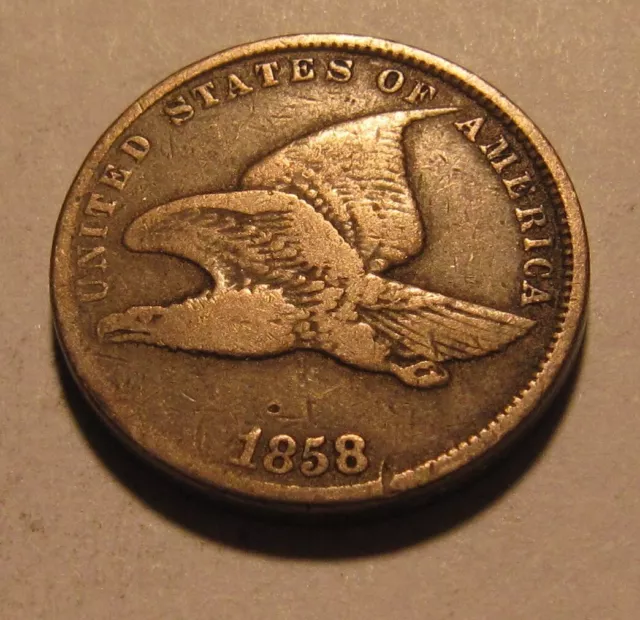 1858 Small Letters Flying Eagle Cent Penny - Fine to Very Fine Condition - 66SA