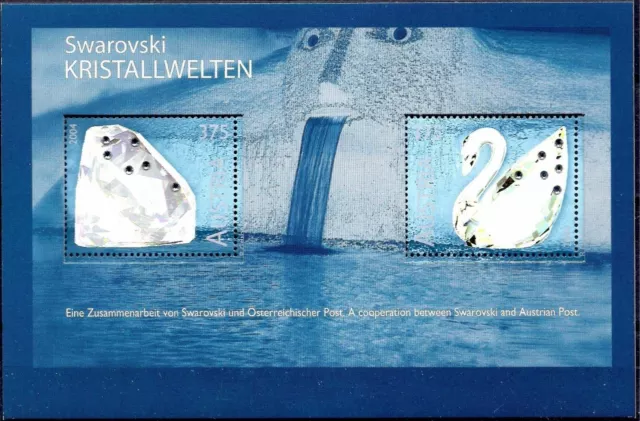 Austria 2004 Swarovski Crystals Gems Minerals Jewellery Swan Birds m/s MNH