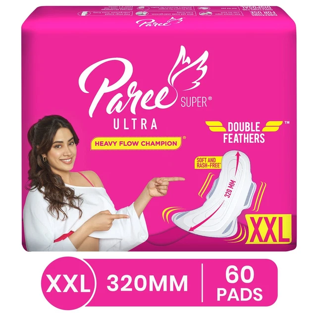 PAREE SUPER ULTRA Soft Feel Double Feathers Sanitary Pads XXL Size 60