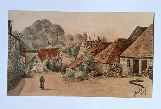 ANCIEN PEINTURE HUILE PAYSAGE VILLAGE CREMIEU ISERE signé FOTRAGNAT