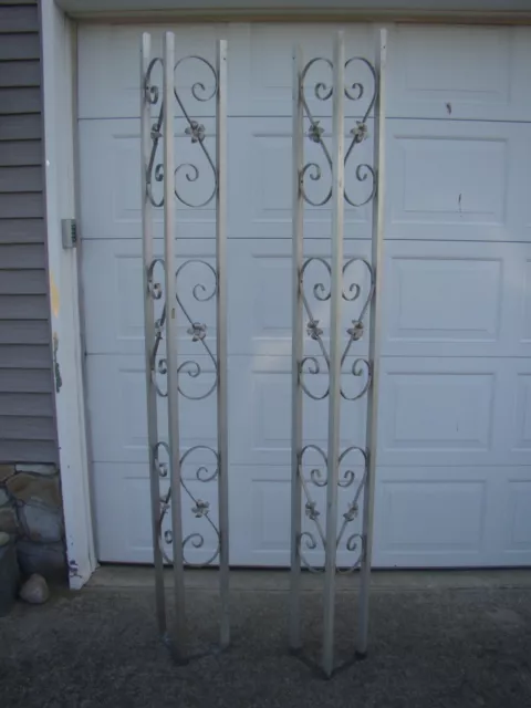Vtg Original MCM Aluminum Ornate Porch Supports Upright Corner Supports Set of 2