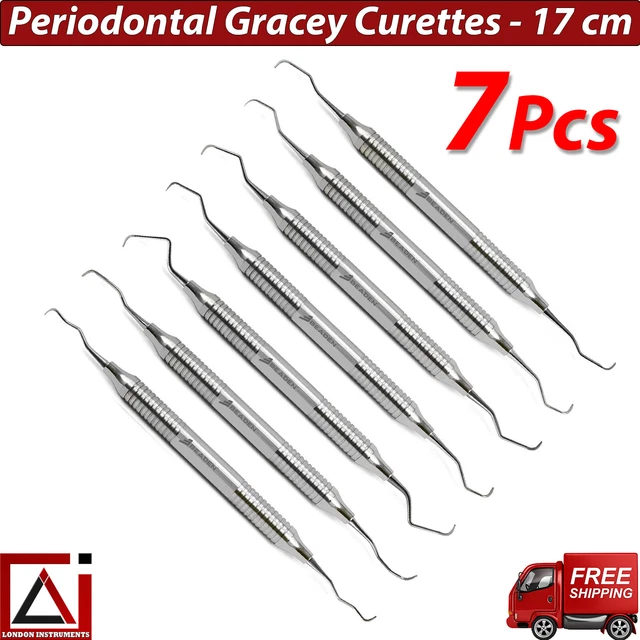 Premium Instruments Gracey Curettes Set – 7 Piece Stainless Steel Dental Scalers