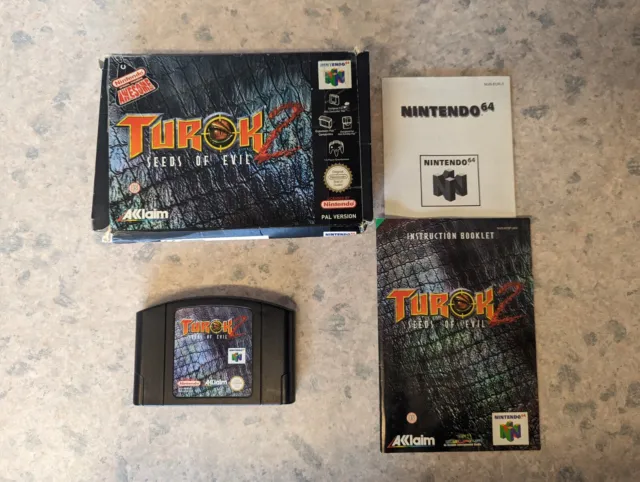 N64 - TUROK 2 SEEDS OF EVIL - Complete with Box & Manual (Nintendo 64) PAL