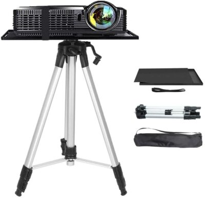 Pied Support Vidéoprojecteur Hauteur Réglable 53-138cm Table pour Videoprojecteur avec Plateau et Sac de Transport Idéal pour Studio Scène Réunion UNHO Trépied pour Projecteur en Aluminium Argenté 