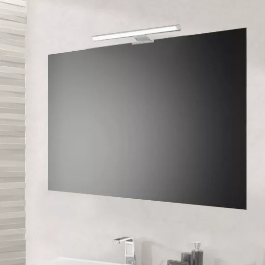 Specchio semplice per bagno 90x60 reversibile con supporti e lampada led